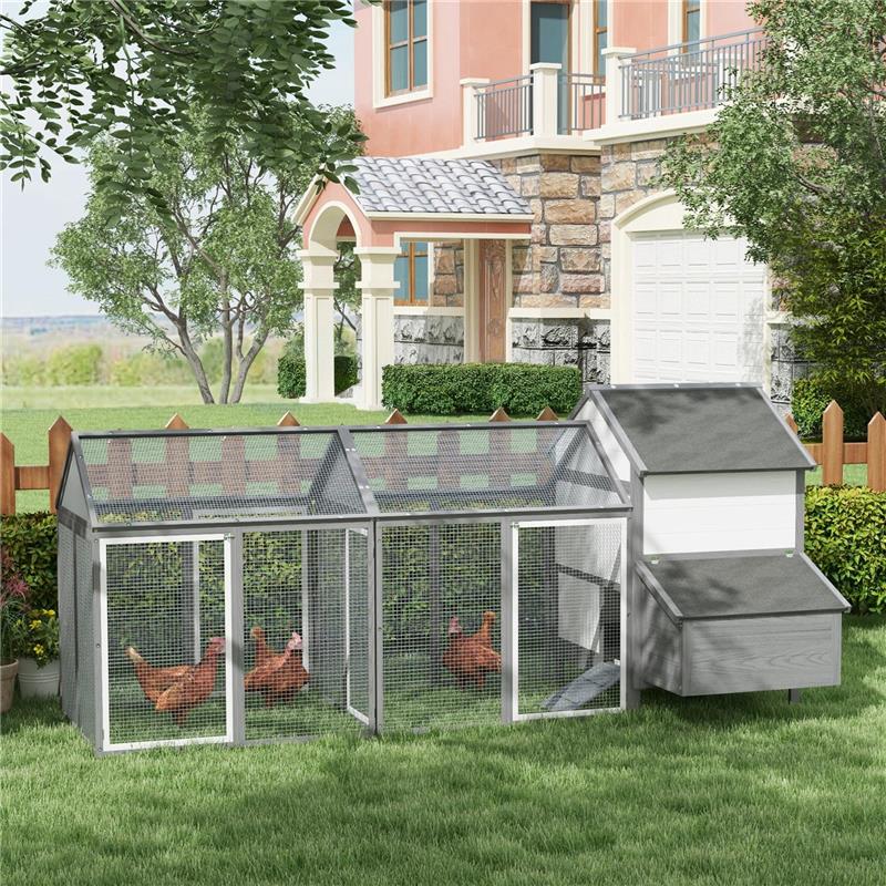 POLLAIO PER GALLINE DA ESTERNO CON NIDO PER COVA, TETTO IMPERMEABILE, VASSOIO ESTRAIBILE, GRIGIO