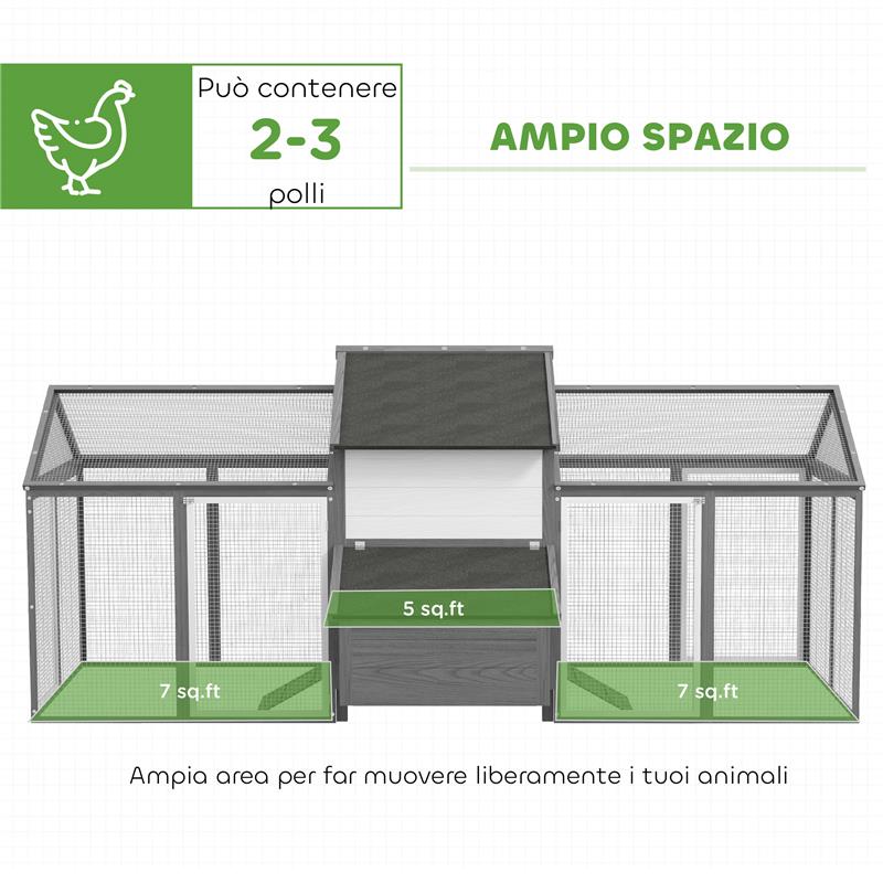 POLLAIO PER GALLINE DA ESTERNO CON NIDO PER COVA, TETTO IMPERMEABILE, VASSOIO ESTRAIBILE, GRIGIO