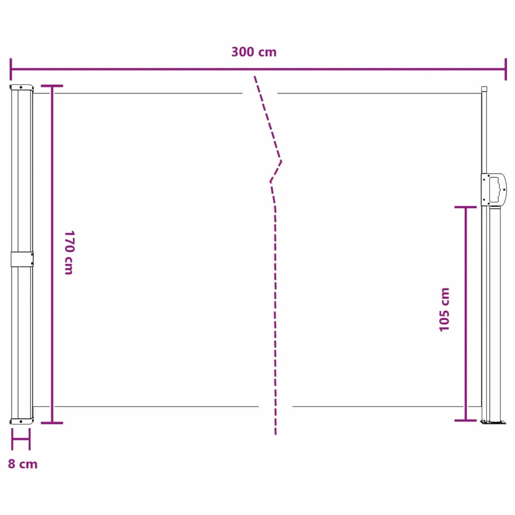 Tenda laterale retrattile Sabbia 300 x 170 cm Poliestere