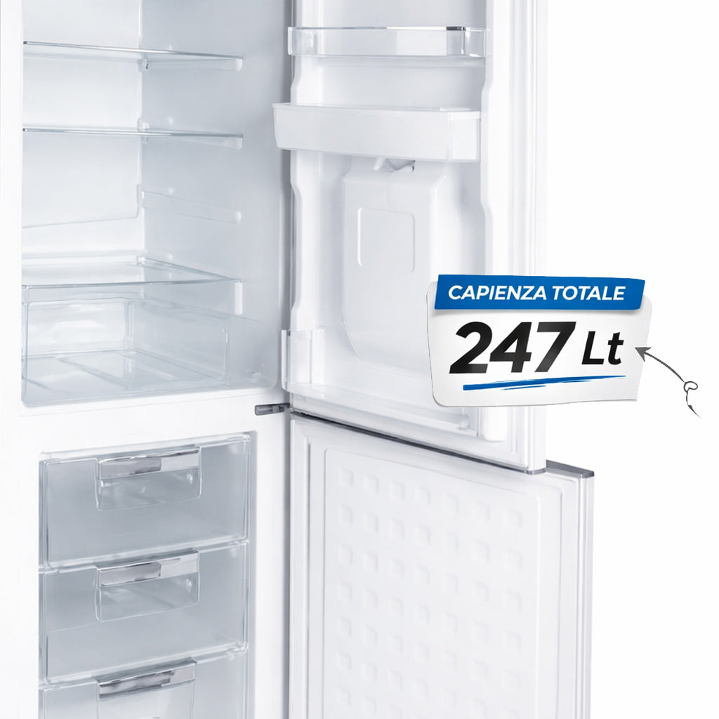 Frigorifero Combinato Vintage Doppia Porta 247Lt Rosa con dispenser d'acqua