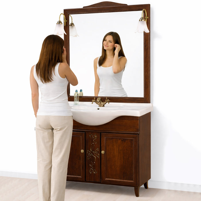 Mobile Da Bagno Noce Completo Modello Giada 2 Ante 105cm Indipendente in Legno