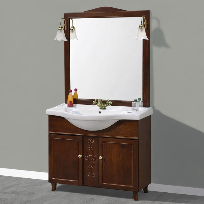 Mobile Da Bagno Noce Completo Modello Giada 2 Ante 105cm Indipendente in Legno