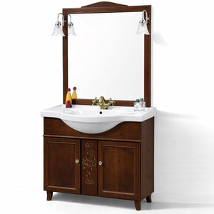 Mobile Da Bagno Noce Completo Modello Giada 2 Ante 105cm Indipendente in Legno