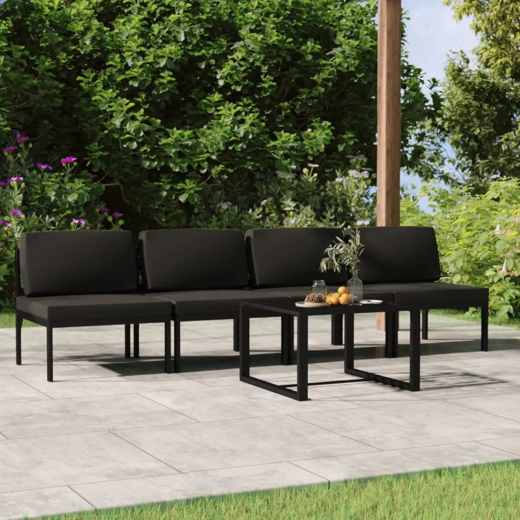 Set Divani da Giardino 5 pz con Cuscini in Alluminio Antracite 3107786