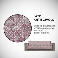 Copridivano con Copri Braccioli Seduta 230 cm in Poliestere e Cotone Bordeaux