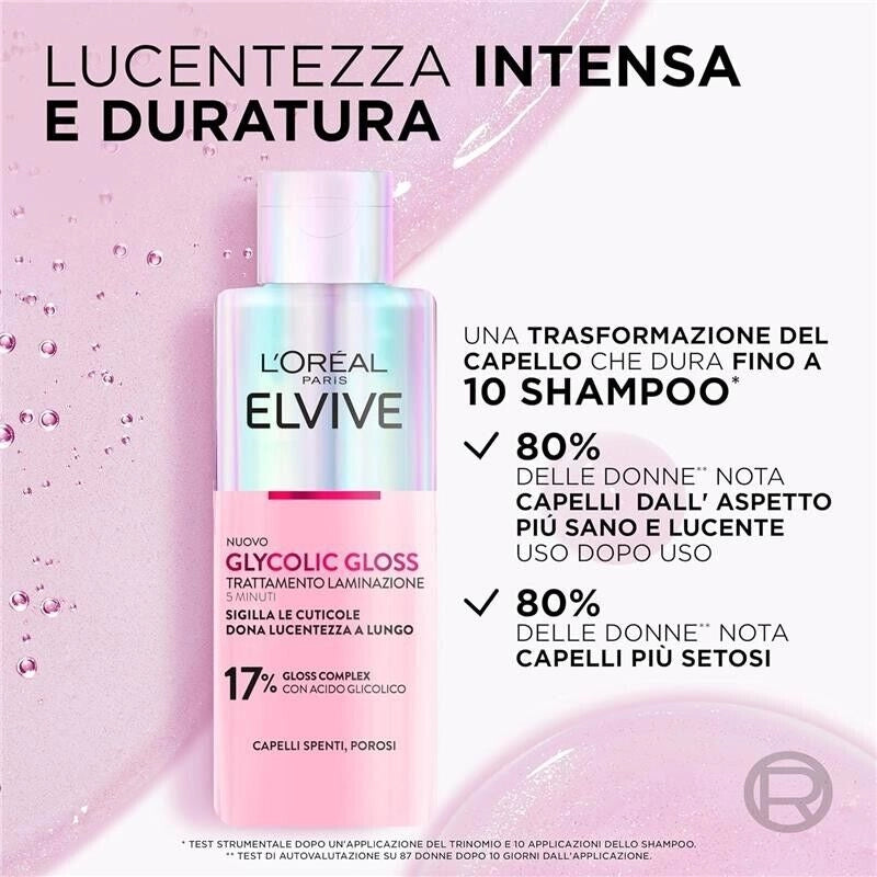 L'ORÉAL PARIS ELVIVE TRATTAMENTO LAMINAZIONE 5 MIN PER CAPELLI SPENTI E POROSI CON ACIDO GLICOLICO GLYCOLIC GLOSS 200 ML