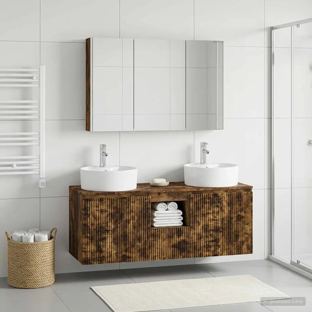 Set di Armadi da Bagno 4 pcs Rovere Fumo Legno ingegnerizzato 3406467