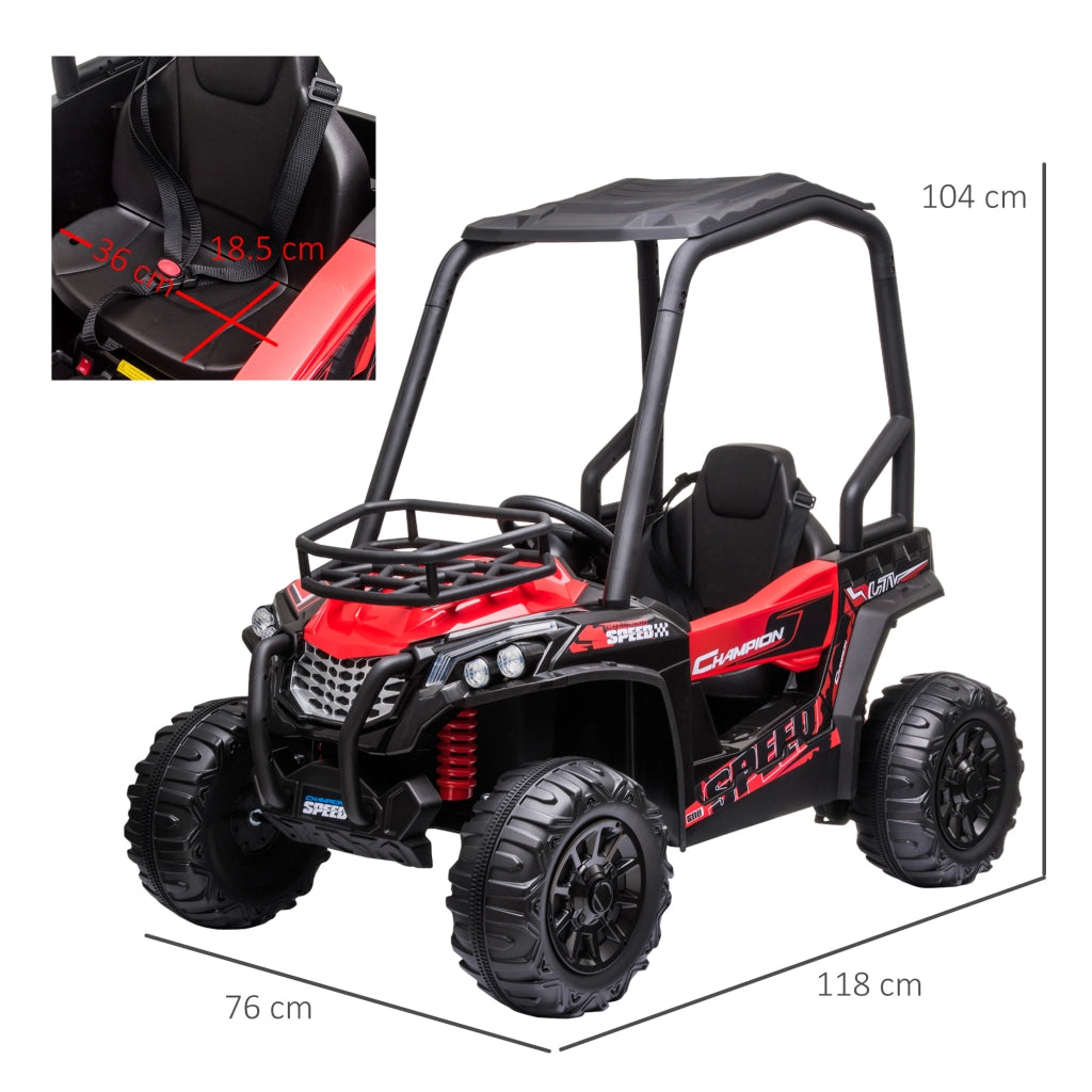 EasyComfort Macchina Elettrica per Bambini 12V, Velocità 3-6km/h, Quad Elettrico Mini con Doppio Motori, USB, Lettore MP3 e Telecomando, 118x76x104cm, Rosso e Nero