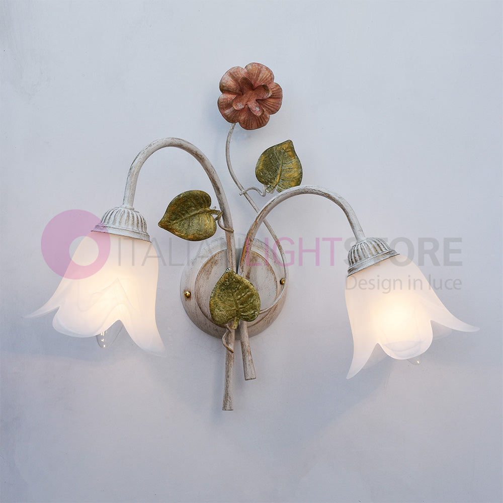 SPRING Applique a 2 Luci in Ferro Decorato Stile Floreale