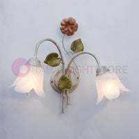 SPRING Applique a 2 Luci in Ferro Decorato Stile Floreale