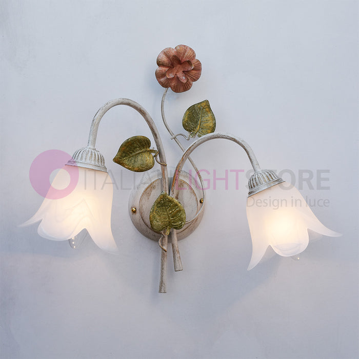 SPRING Applique a 2 Luci in Ferro Decorato Stile Floreale