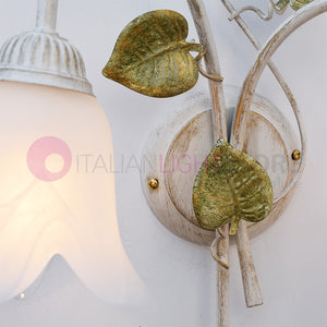 SPRING Applique a 2 Luci in Ferro Decorato Stile Floreale