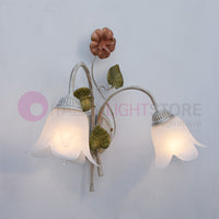SPRING Applique a 2 Luci in Ferro Decorato Stile Floreale