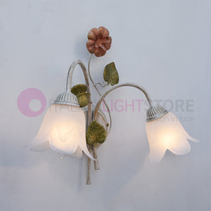 SPRING Applique a 2 Luci in Ferro Decorato Stile Floreale
