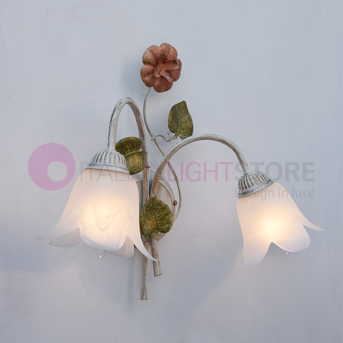 SPRING Applique a 2 Luci in Ferro Decorato Stile Floreale