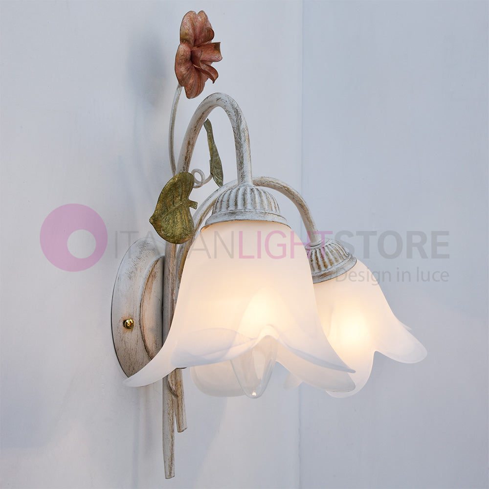 SPRING Applique a 2 Luci in Ferro Decorato Stile Floreale