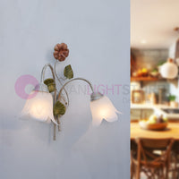 SPRING Applique a 2 Luci in Ferro Decorato Stile Floreale