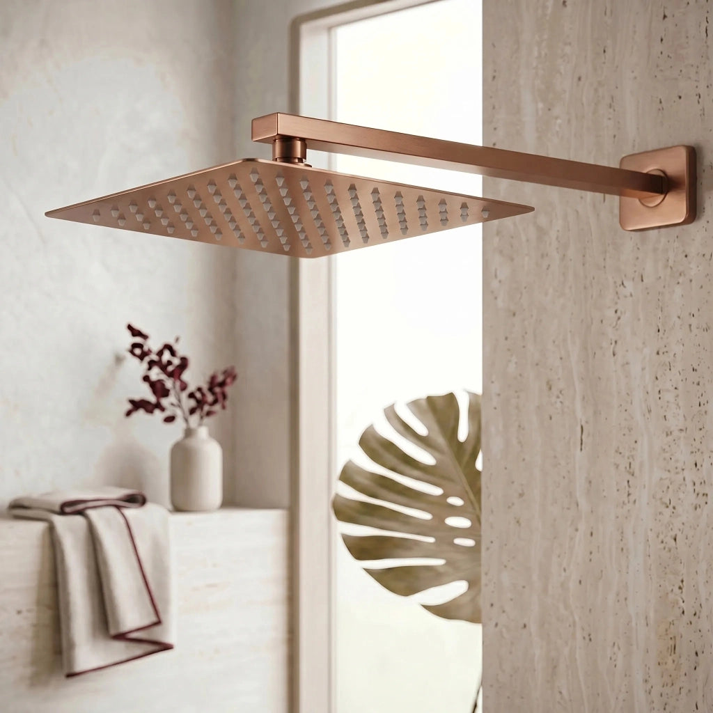 Braccio Doccia Quadrato Rea Js-9022brg 40cm Brush Copper