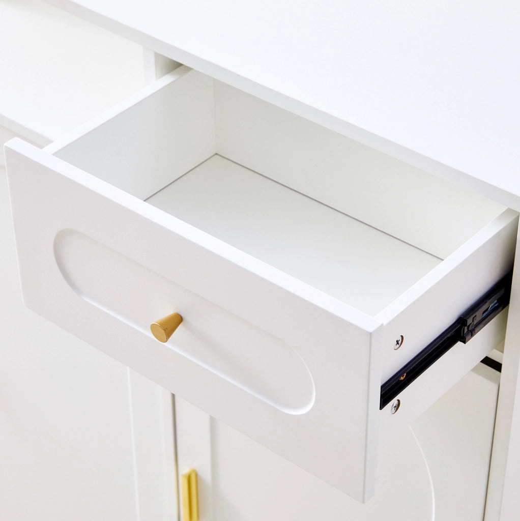 Credenza 120x35x92 cm con 1 cassetto e 3 ante; bianca