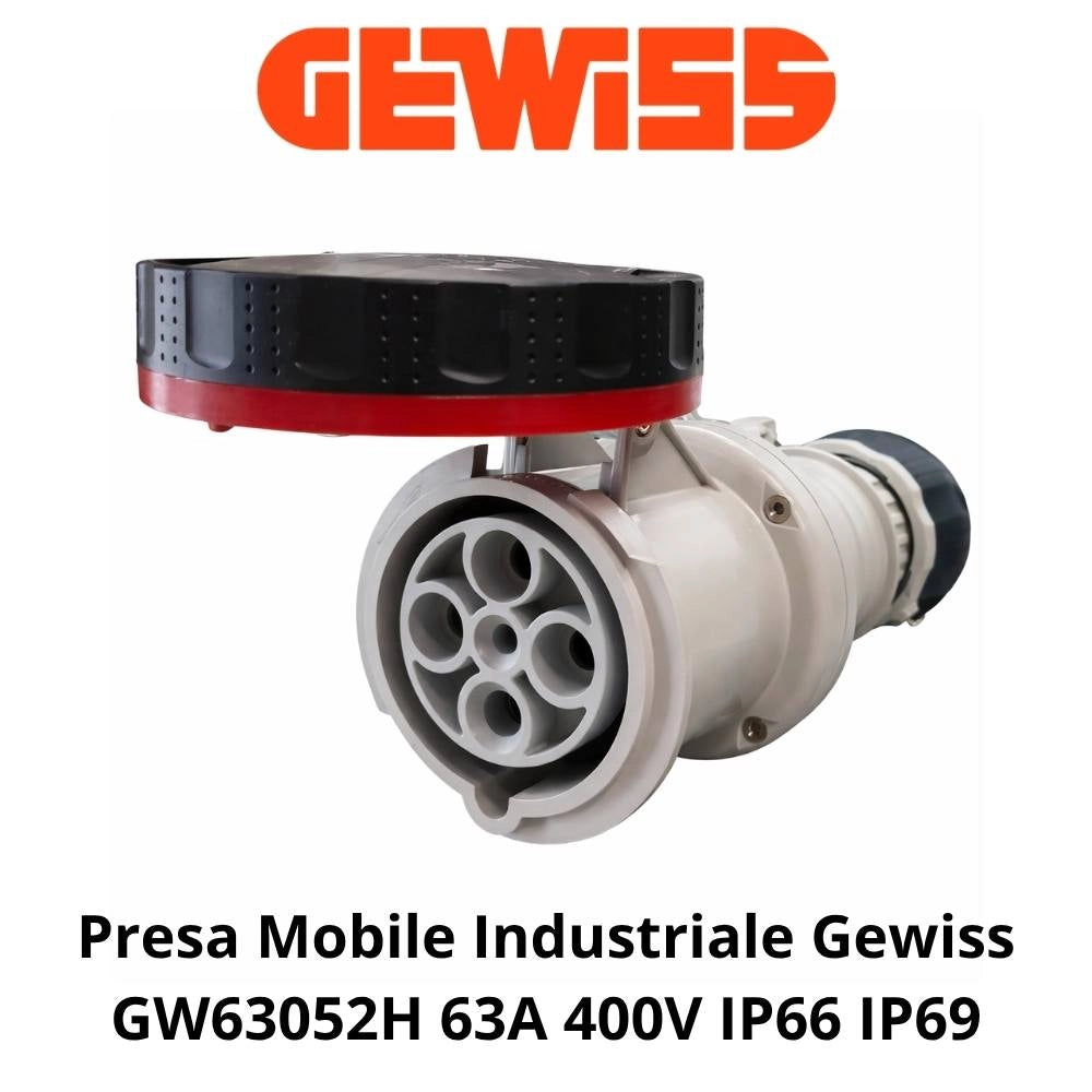 Presa mobile industriale gewiss gw63052h 63a 400v ip66 ip69