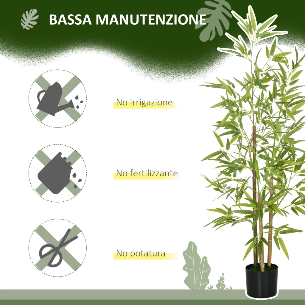 Set 2 Piante Artificiali di Bambù da 120 cm in PEVA con Vasi in PP