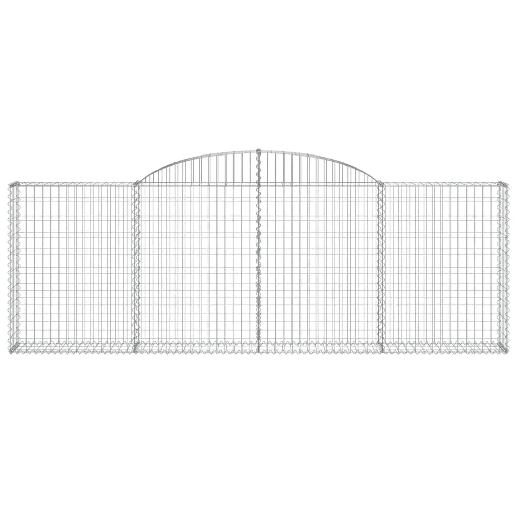 Cestini gabbioni recinzione a gabbia muro di contenimento ad arco 1 set da 2 300 x 30 x 100/120 cm ferro zincato argento 02_0040544