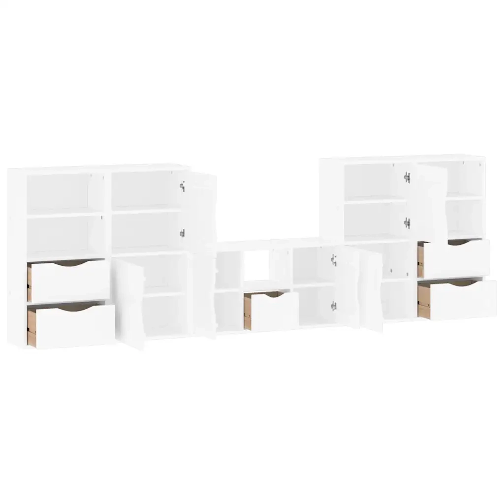 Mobile TV 5 pz con Contenitore ODDA Bianco in Legno di Pino 3365383