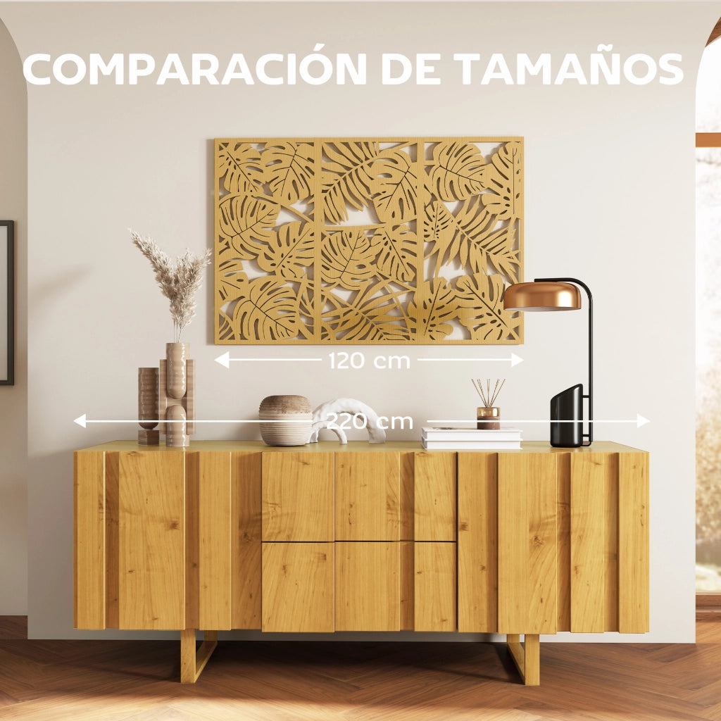 Pannello Decorativo 3D ¨C zephmum ¨C 3 Pezzi 40x80 cm Legno Naturale