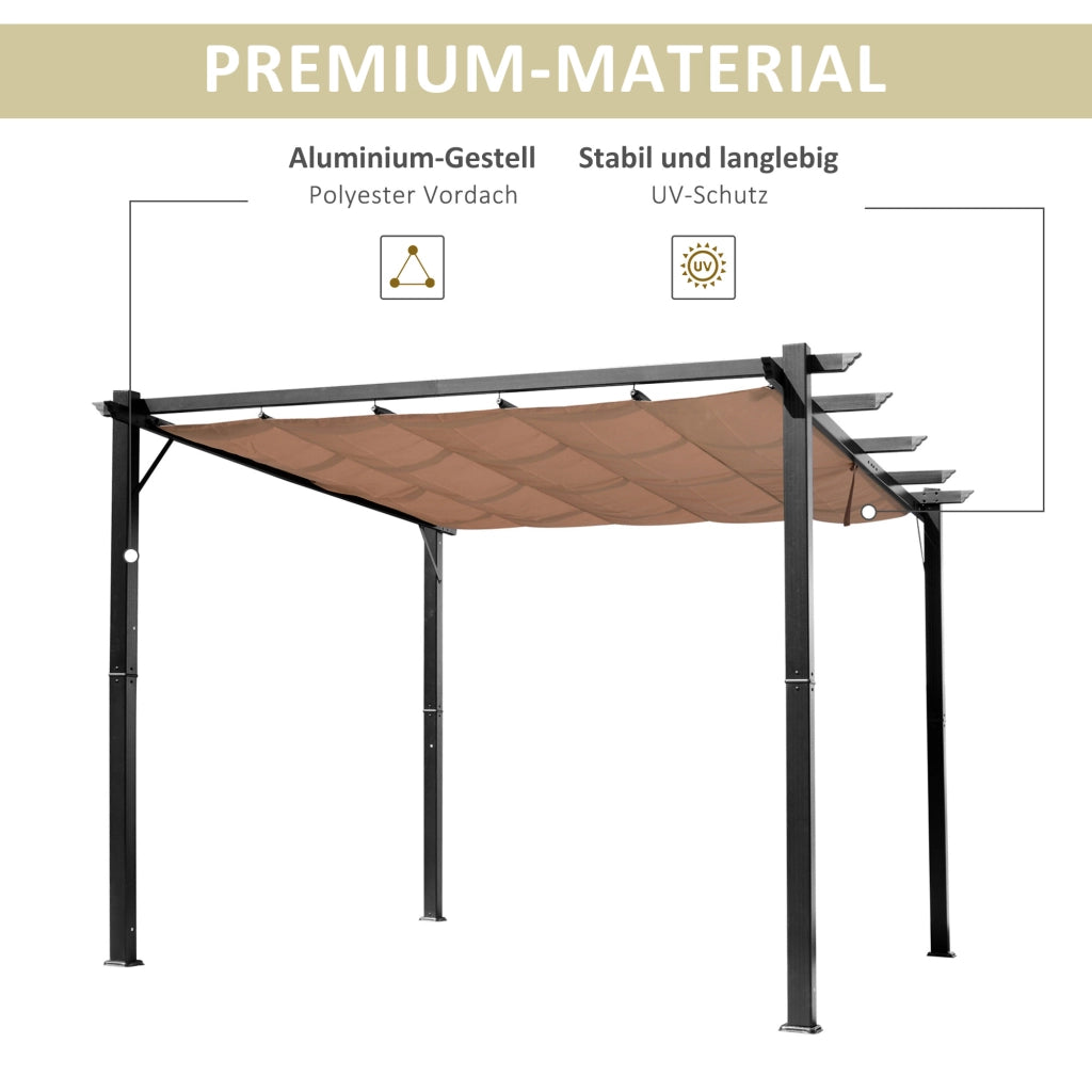 Pergola Pavillon con tetto in tessuto regolabile ¨C zephmum ¨C Grigio+Marrone 3x4m