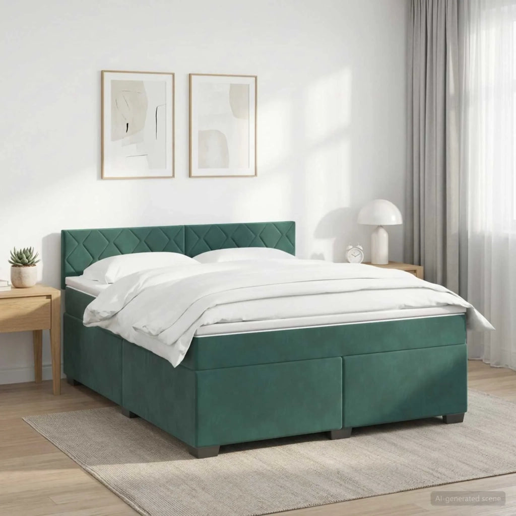 Letto box spring con materasso Verde Scuro 140 x 190 cm Velluto 3450719