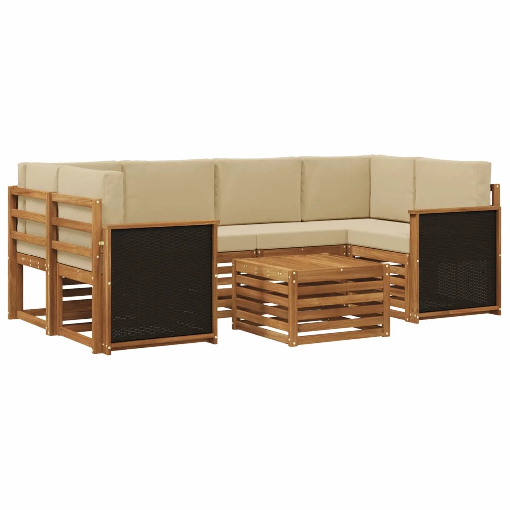 Set di divani da esterno 7 pz Naturale e Beige 3384074