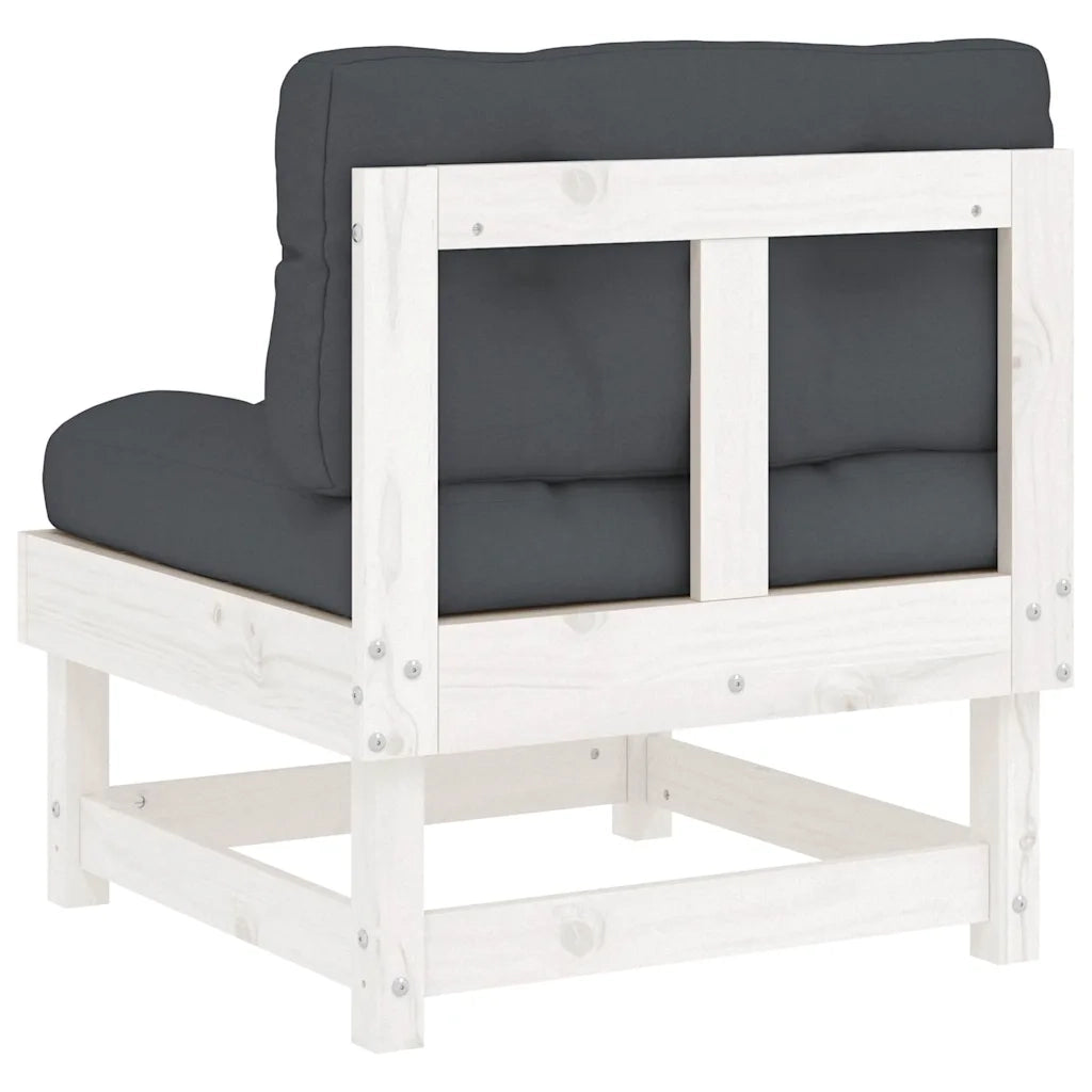 Divano Centrale con Cuscini-Sofa Modulare-Divanetto in Legno Massello di Pino Bianco 239463