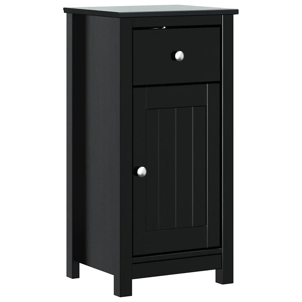 Set Mobili da Bagno 3 pz BERG Nero in Legno Massello di Pino