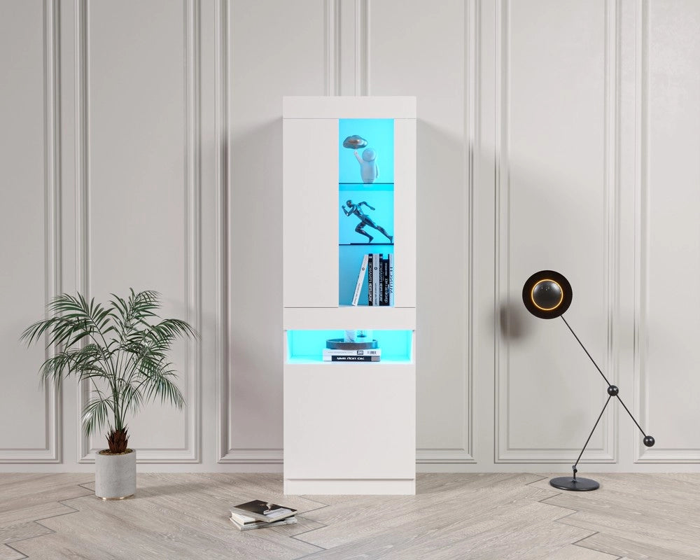 Vetrina con Luci LED ¨C MINIMAL ¨C Bianco, Soggiorno, Legno