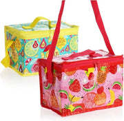 2 x Tas di Cooing Classica - Cooing Tascabile Termico - Picnic, Campeggio, Esterno, Sport (6 Litri, Isolato, Geometrico) [Selezione Variabile] (2 pezzi - Rosso/Giallo)