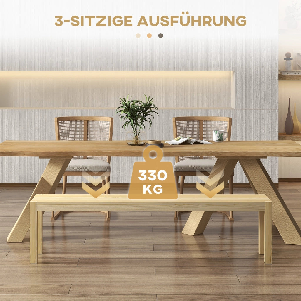 PANCA 3 POSTI 175x33x45 cm Legno Naturale