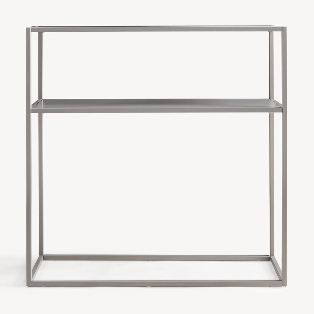 Tavolo a Consolle Kuhmo in Metallo 80 x 80 x 30 cm 2 Piani di Appoggio Grigio Chiaro [en.casa]