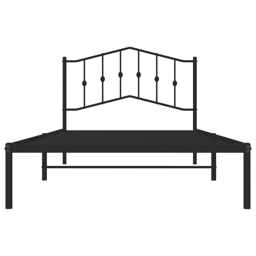 Letto singolo | Letto per adulti | Giroletto con Testiera in Metallo Nero 107x203 cm