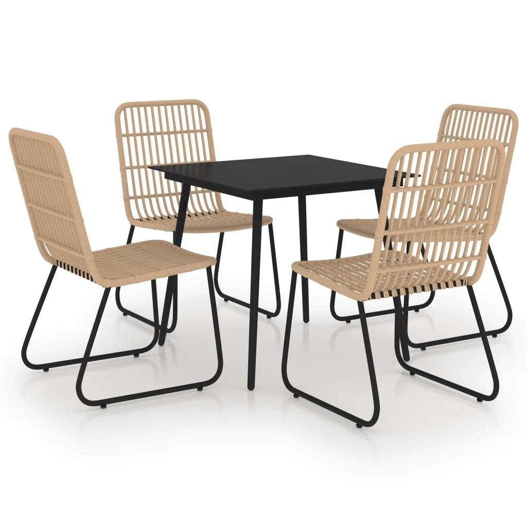 Set da Pranzo da Giardino 5 pz in Polyrattan e Vetro cod mxl 34642