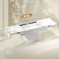 Tavolino da Caffè Estensibile 108-178.5x53x49 cm con Vano Contenitore Moderno Bianco Lucido