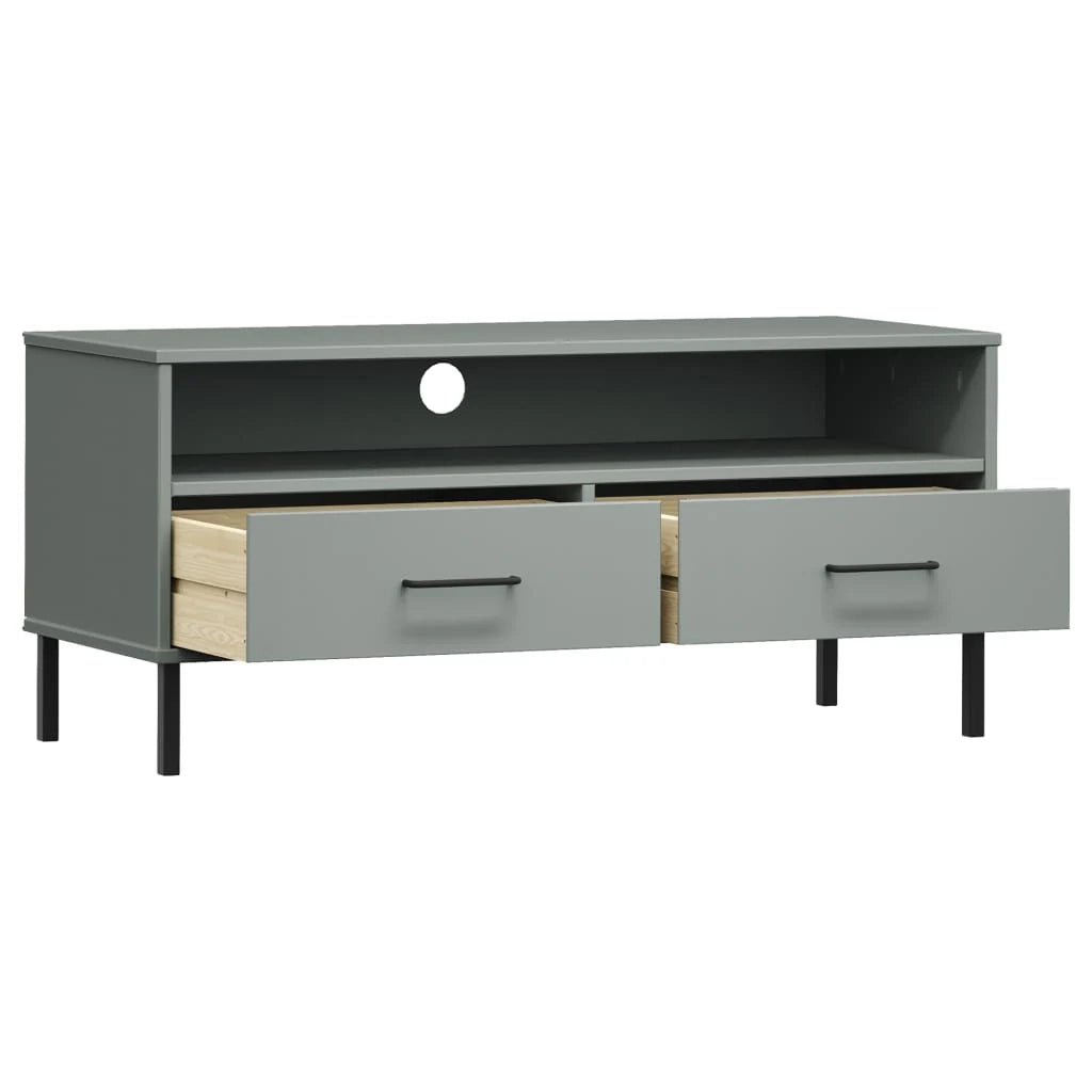 Mobile TV multimediale scaffale TV credenza mobile TV sala da pranzo soggiorno camera da letto con gambe in metallo legno di pino massiccio grigio OSLO 02_0026867