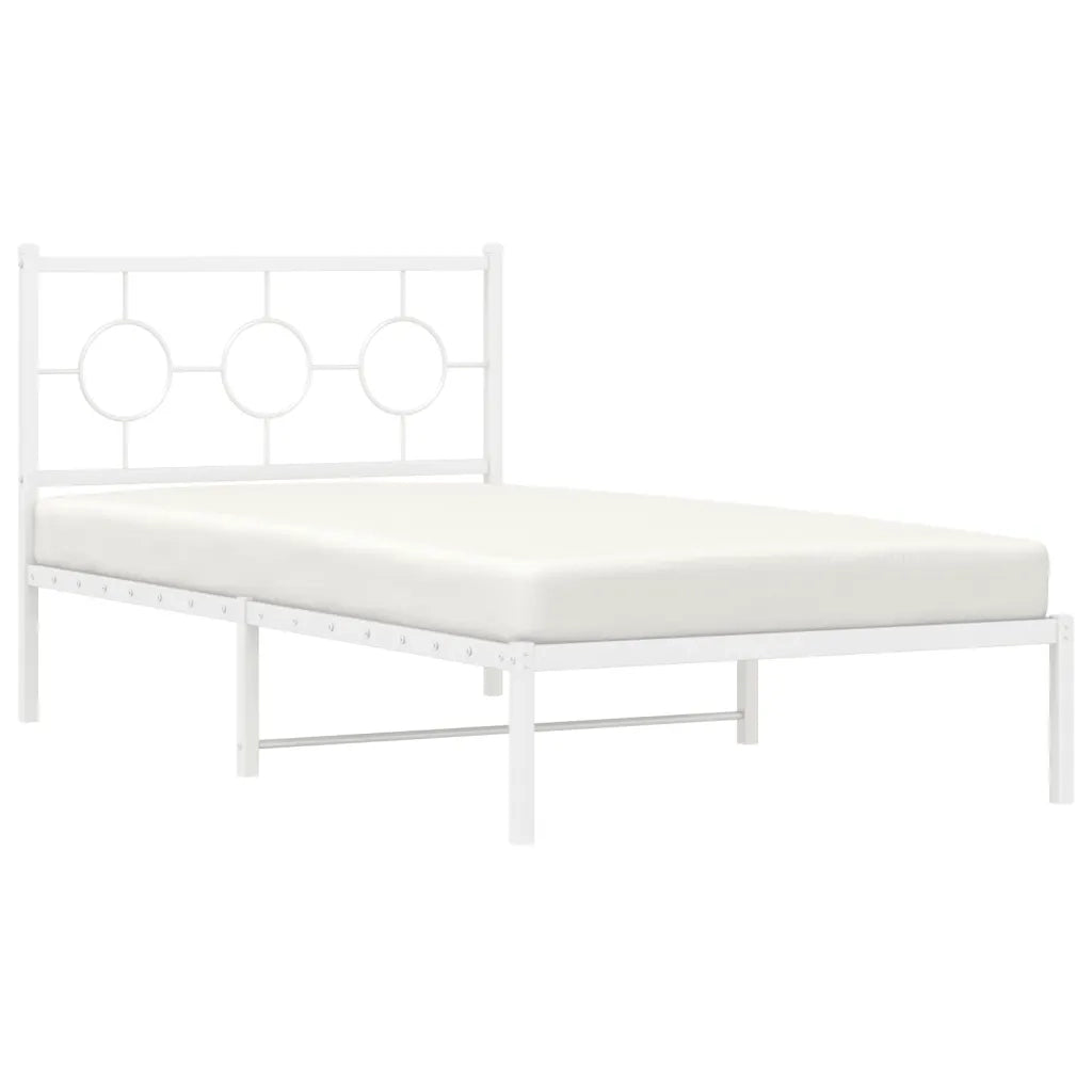 Giroletto con Testiera Metallo Bianco 100x200 cm 376270