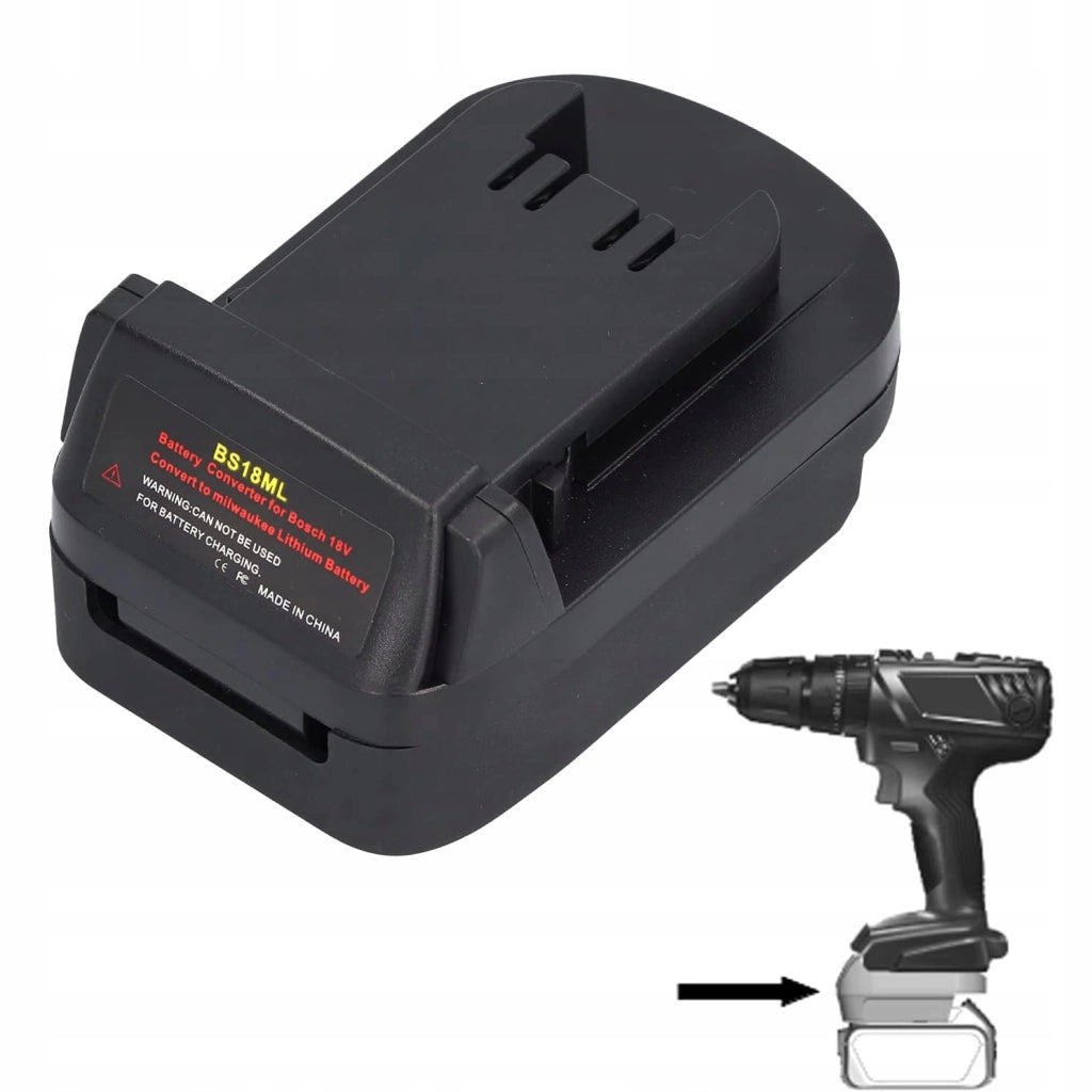 Adattatore Batteria 18V Bosch a Milwaukee BS18ML – Compatibile con Utensili Milwaukee 18V | Uscita USB 5V 2.1A