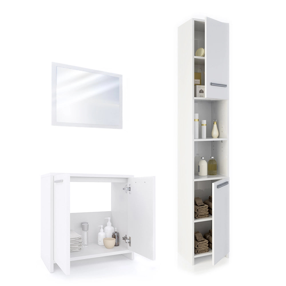 Vicco Set mobili bagno Bianco 3 parti, con colonna