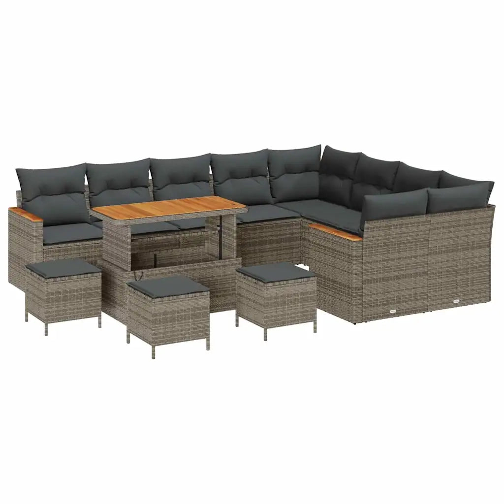 Set Divano da Giardino 13 pcs Grigio Rattan in Polipropilene