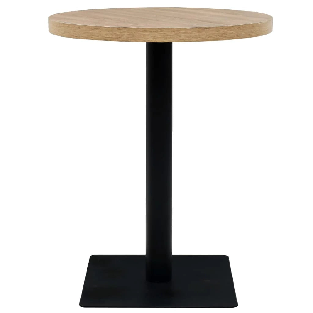 Tavolo alto stile bar/bistrot MDF e acciaio rotondo 60 cm rovere beige 0902109