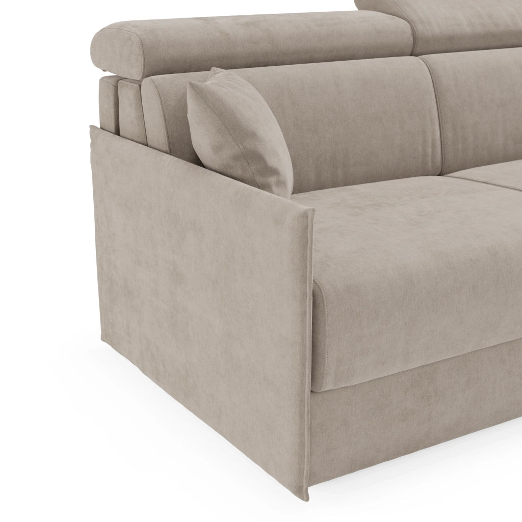 Miryam Divano letto con poggiatesta reclinabili e comfort maxi - design compatto in morbido tessuto smacchiabile T31 169 cm tortora