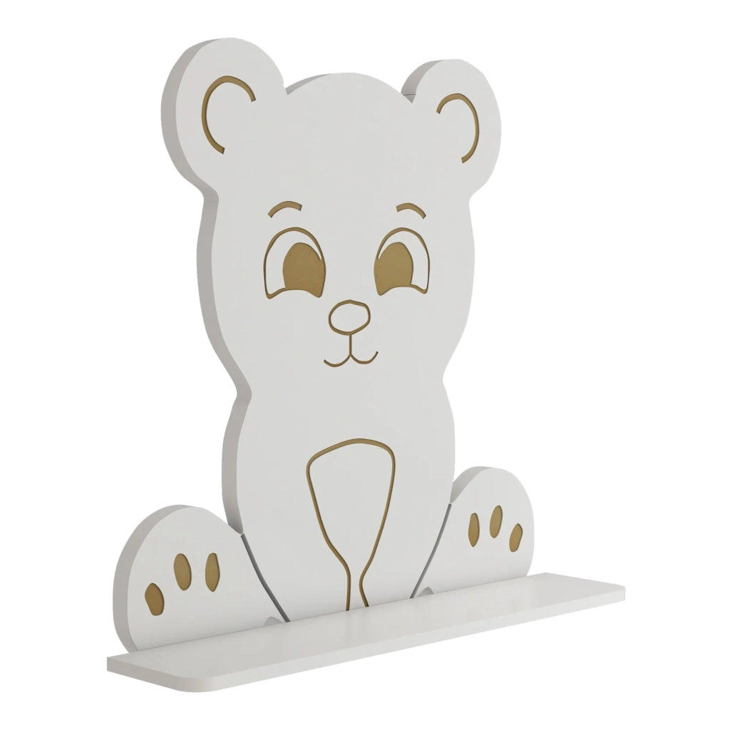 Scaffale dal design senza tempo per soggiorno/camera da letto mobiletto portaoggetti da parete per bambini a forma di orso 50 x 46 x 11 cm bianco 03_0011257