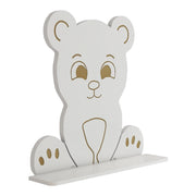 Scaffale dal design senza tempo per soggiorno/camera da letto mobiletto portaoggetti da parete per bambini a forma di orso 50 x 46 x 11 cm bianco 03_0011257
