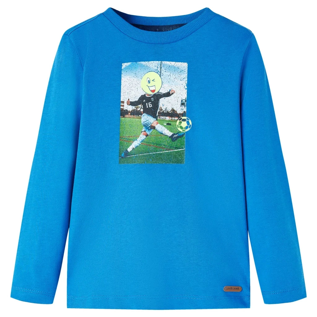 Maglietta da Bambino Maniche Lunghe Blu Cobalto 128cod mxl 84331